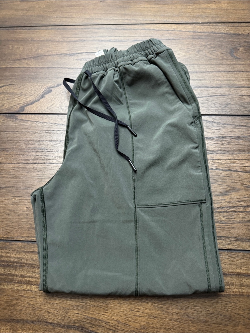 Woman Olive Green Drawstring Jogger Pants